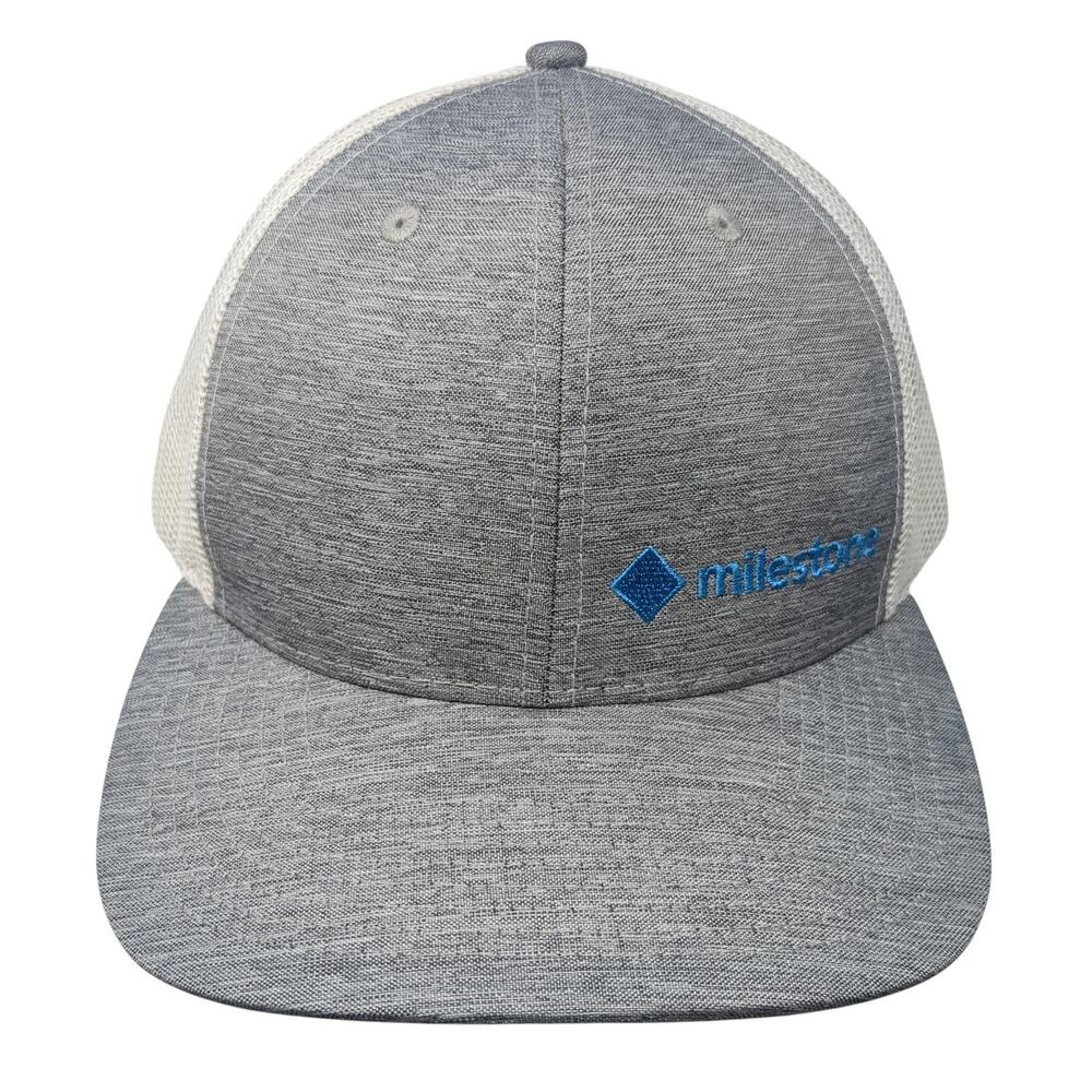 Milestone Snapback Trucker Cap Gray OS Adjustable Mesh Back Quake City Caps